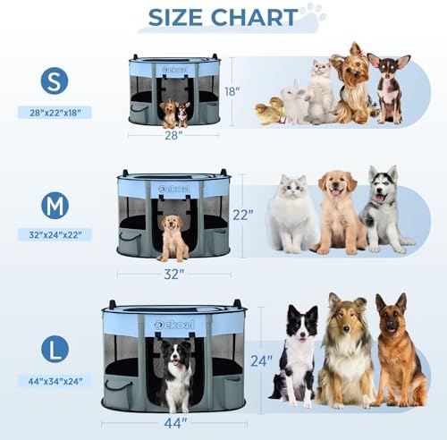 Foldable Pet Playpen, Portable Crate for Dogs & Cats, Indoor Outdoor Travel