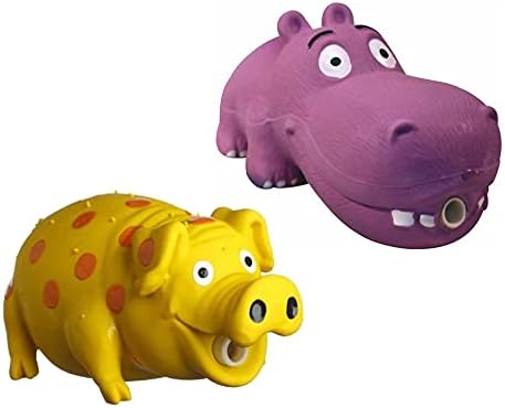 Multipet Latex Grunting Toy Bundle Color:Goblet Pig and Hippo