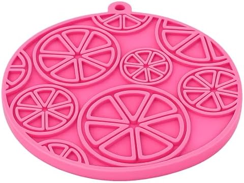 SodaPup Citrus Round eMat – Durable Enrichment Feeder Lick Mat for Dogs & Cats, Non Toxic Pet Safe Food Safe Material, Made in USA, Slow Feeder for Calming & Digestive Health