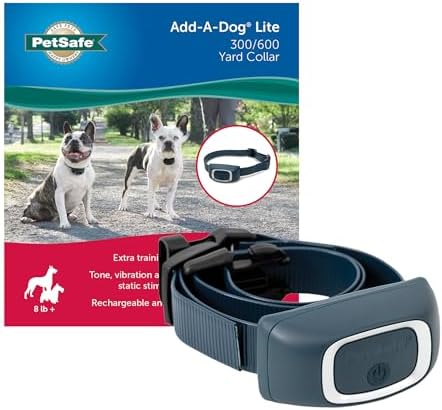 PetSafe Lite Add-A-Dog Receiver Collar, Waterproof, Tone / Vibrations / 15 Levels of Lighter Static Stimulation for Timid Dogs for 8 lb.