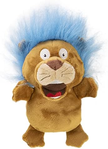 goDog Crazy Hairs Lion Silent Squeak Plush Dog Toy, Chew Guard Technology - Tan, Small