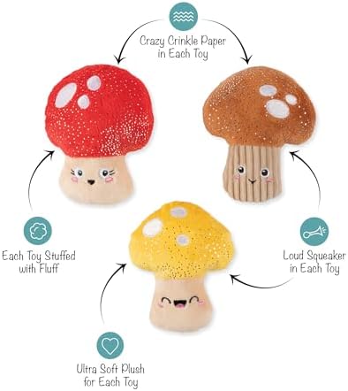 Fringe Studio Plush Dog Toy, 3 Pieces Set, SHROOMING, Pet Shop Collection (662176)