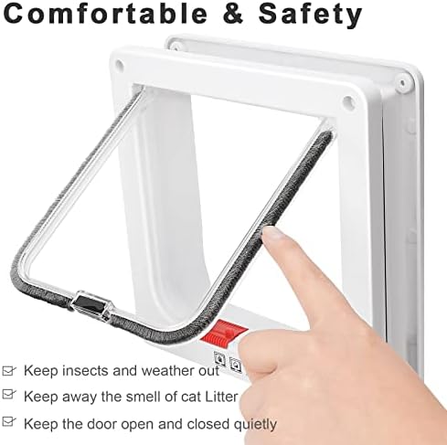 Lessmon Cat Door, M, 4-Way Lock, Outer Size 7.48x7.87x2.16in | 4-Way Lock for Pet Safety, Weatherproof & Durable, Easy DIY Installation, Fits Doors, Windows & Walls