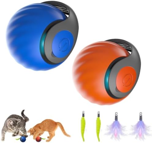 silent paws Interactive Cat Toys Ball,2 Packs and 4 Tails