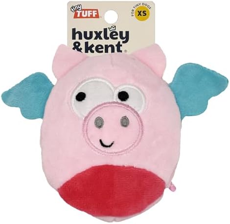 Huxley & Kent Funny Dog Toy w/Squeaker – Power Plush Squeaky Dog Toys for Small Dogs – Durable Small Stuffed Animal for Indoor Play & Fetch - Tiny Tuff Flying Piggasus