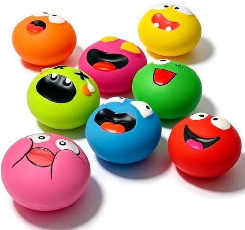 HOLYSTEED Latex Squeaky Dog Toys for Small Dogs, Mini Breed, 2.2" Flat Ball