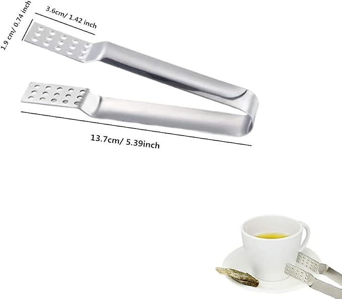 2 Pack Stainless Steel Tea Bag Squeezer, Kitchen Tea Bag Tongs Herbal Tea Infuser, Tea Bag Holder Strainer Clip for Loosing Leaf, Gripping Ice Cube, Sugar