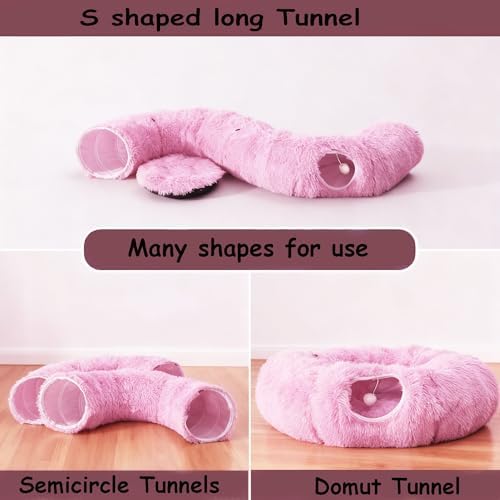 Cat Bed Tunnel Tube Toy Pink Plush