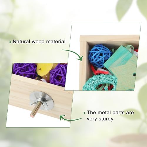 Bird Foraging Toys Box, Wooden Foraging for Birds, Colorful, M