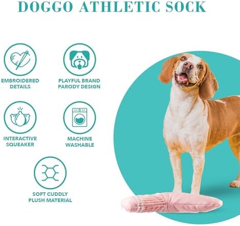 Haute Diggity Dog Doggo Athletic Sock Plush Dog Toy, Funny Parody Chew Toys