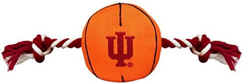 NCAA Indiana Hoosiers Basketball Rope Toy for Dogs & Cats. Tough Nylon, Sporty Basketball Design, Heavy-Duty Ropes with Inner Squeaker