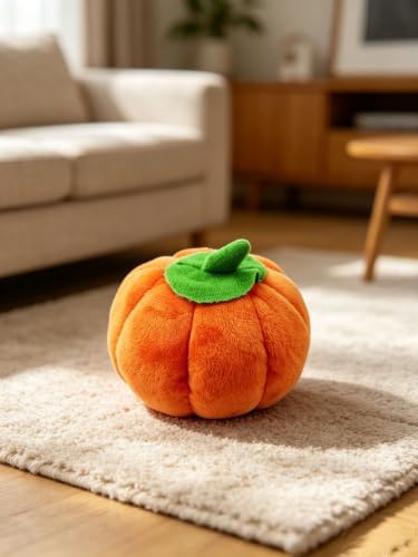 4 Pcs Halloween Squeaky Dog Toy Pumpkin Dog Chew Toys Plush Cat Playing Toys Teeth Grinding Pet Training Toy for Dog Cat Relief Decompression