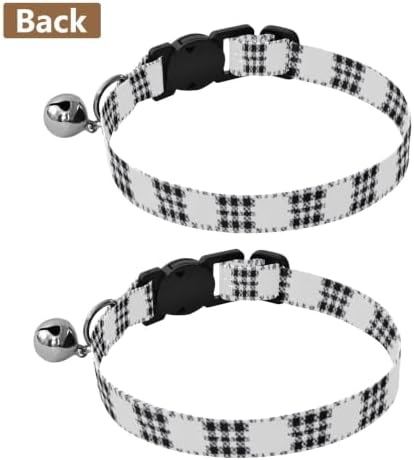 2 Pack Cat Collar Buffalo Plaid Small Dog Collar with Bell, Adjustable 10.6 to 17.1 Inches