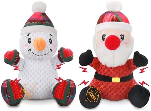 Newget 2Pcs Christmas Squeaky Dog Toys, Plush Dog Toys with Crinkle Paper
