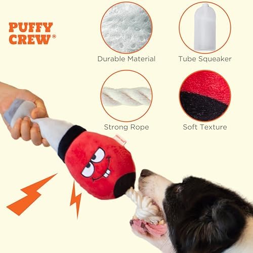 Squeaky Dog Plush Toy, Tools Bite_Stick Collection, 12", for Various Sized Dogs (Screwdriver, Large)