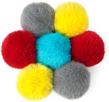 CHIWAVA 24PCS 1.8" Catnip Furry Cat Toys Ball Soft Pom Pom Balls Kitten Toy