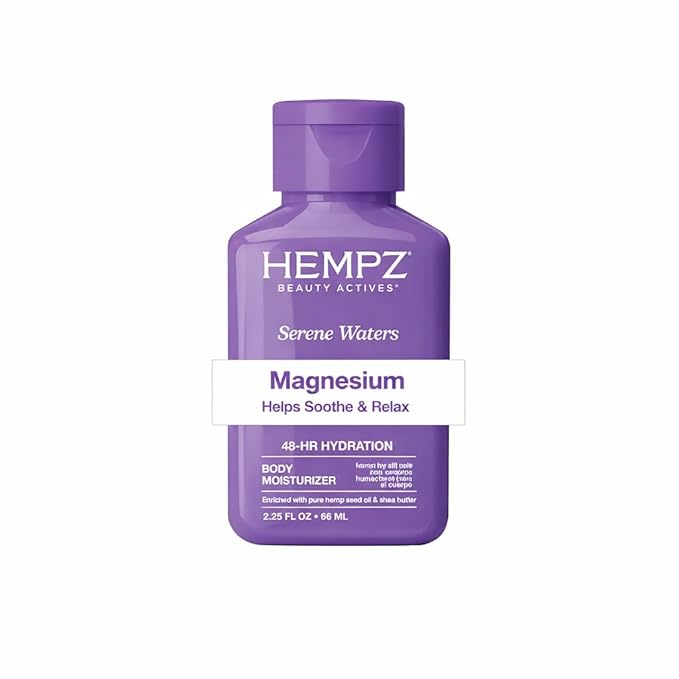 Hempz Mini Magnesium Lotion, Serene Waters Body Moisturizer with Arnica, travel size, 2.25 fl.oz.