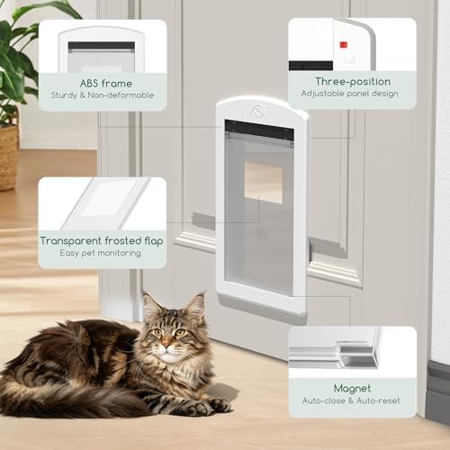 Large Cat Door with Sliding Lock Panel and Magnetic Flap