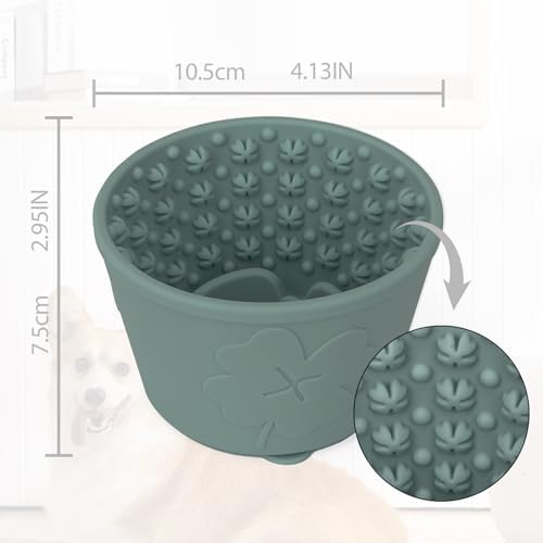 Silicone Lick Bowl for Dogs ，Freeze Bowl for Dogs with Suction Cups for Dog Anxiety Relief,Interactive Dog Puzzle Toy(Dark Green)