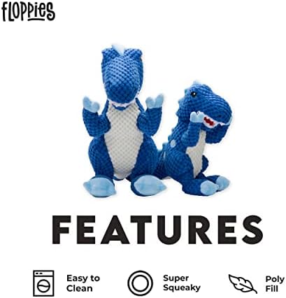 fabdog Floppies Plush Dog Toy - Cute & Durable Squeaky Dog Toys - Best Squeak Toy for Puppies and All Breeds | Ideal Pet Gift| Large T-Rex