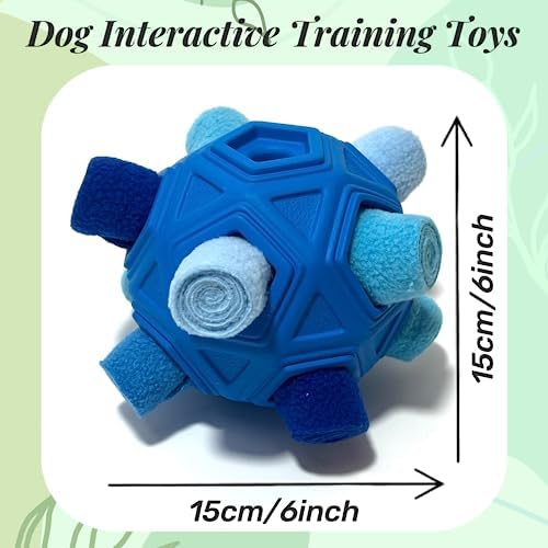 Interactive Snuffle Ball for Dog Toys Unbreakable Upgrade Ball Toy | Dog Puzzle Toys Foraging Snuffle Mat Puppy Dog Treat Dispenser Slow Feeder Toys for Small Medium Large Dog (Blue)