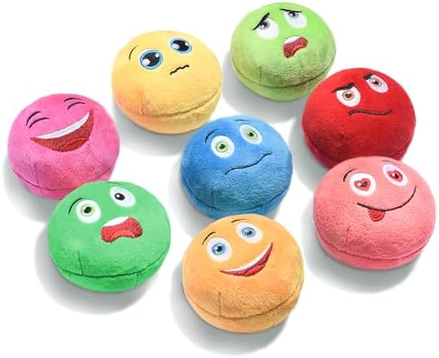 Squeaky Dog Toys, Stuffed Plush Puppy Toy Balls to Keep Them Busy, (8 Pack) Interactive Funny Pet Ball with Squeaker for Puppies Small Breed Medium Dogs