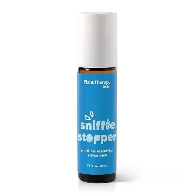 Plant Therapy Kids Sniffle Stopper Essential Oil Blend Pre-Diluted Roll-On 10 mL (1/3 oz) Respiratory Support Blend 100% Pure, Natural Aromatherapy, Therapeutic Grade