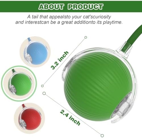 Automatic Interactive Rolling Cats Toys Ball for Indoor, Electric Automatic Rolling Pet Toy, 360° Smart Interactive Rolling Dog Ball Durable and Safe Material for Cat and Dog(Green)