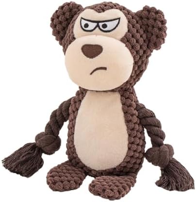 Dog Toys, Dog Squeaker Toys with Crinkle Paper (Brown Monkey)