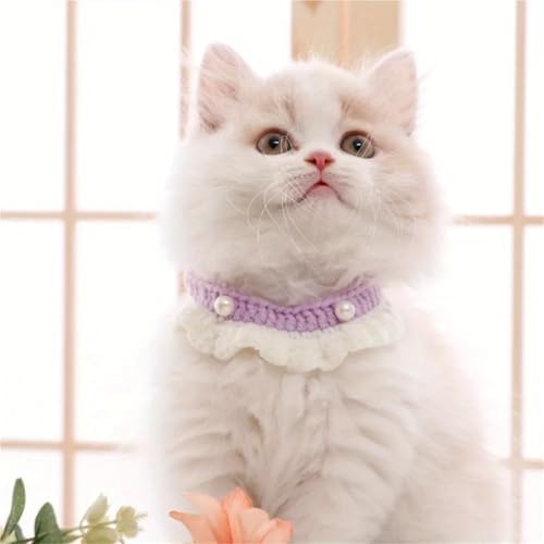 Pet Collars Handmade Knitted Pet Scarf Collar Wool Crochet Bandana for Cat Kitten