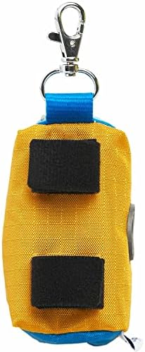 Blueberry Style Dog Waste Bag Dispenser, Mustard Yellow, Color-Block Trash Bag Dispenser with 2 Auto Locking Zipper, Dog Poop Bag Holder Leash Attachment, Includes 1 Roll of Free Poop Bags