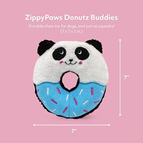 ZippyPaws Donutz Buddies Interactive Pet Toys, No Stuffing Dog Toys - Panda