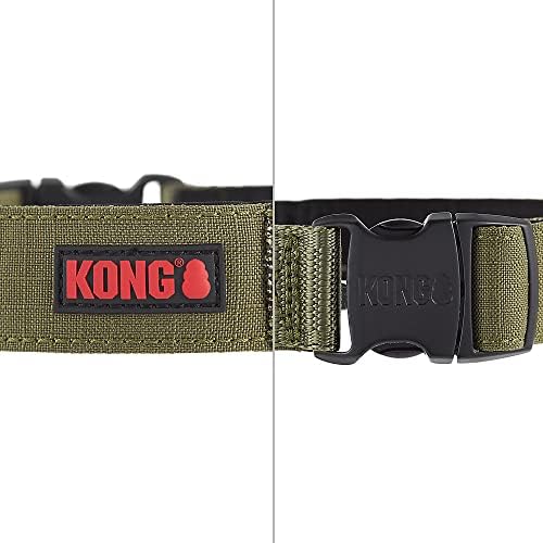 KONG Ultra Durable Padded Comfort Handle Dog Collar (Medium, Green)