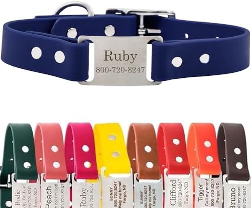 dogIDs Personalized Dog Collar – ScruffTag Custom Waterproof Biothane Dog Collar with Laser-Engraved Name, Durable & Odor-Resistant – USA Made | Navy, 5/8 in x 12 in (Fits Neck Sizes 11-13 in)