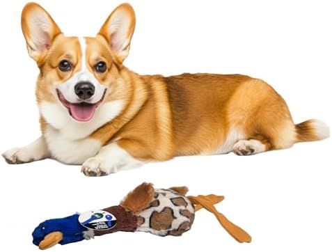 SPOT Skinneeez Plus Duck - Stuffing Free Dog Toy with Two Piece Rubber Body and Two Squeakers, Fun to Bite, Stuffingless Design is Great for Moderate Chewers, Tug Toy for Puppies & Dogs - 15in