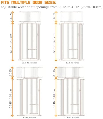 71" Extra Tall Cat Gate 29.5-40.6 Wide Pet gate with Small Cat Door,Pet Gate NO Drilling Pressure Mount Kit for Cats and Dogs Indoor Doorways liveing Room Bedroom
