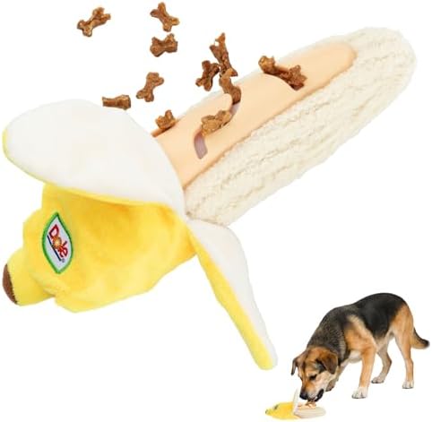 Dog Puzzle Toy with Squeaker, Banana Snuffle Dog Treat Toy for Small and Medium Dogs, Dog Enrichment Toys