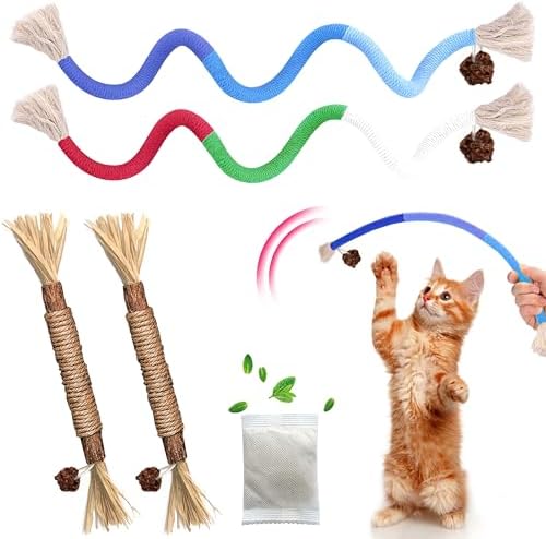 Silvervine Sticks Cat Chew Toys for Indoor Cats Dental Care Teeth Cleaning, Natural Kitten & Cat Teething Toys for Health, Catnip Toys Cat Chew Rope Suitable for All Breeds of Aggressive Chewers Cat