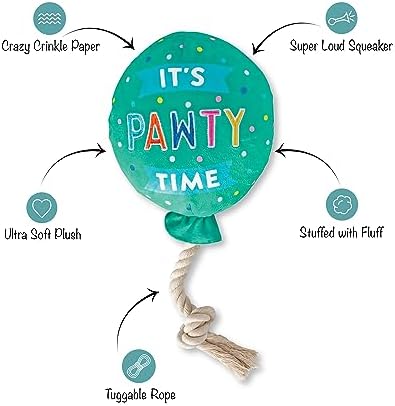 Fringe Studio Plush Dog Toy, I Pawty, You Pawty, Pet Shop Collection (314210)