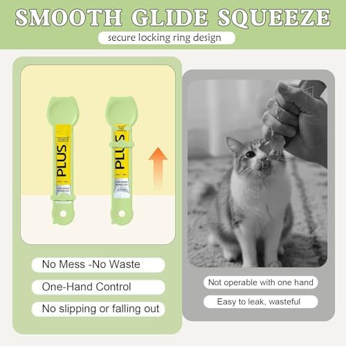 AZY 3PCS Cat Treat Dispenser Spoon Set for Wet Food – Mess-Free Cat Treat Spoon Squeeze Feeder for Lickable Treats, Long Handle Cat Food Spoon for Cats & Small Pets