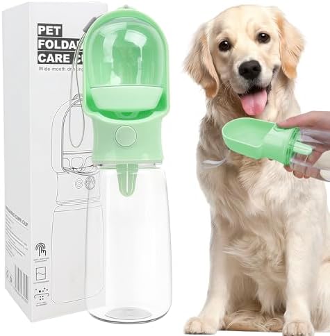 Green Large Portable Dog Water Bottle with Food Container