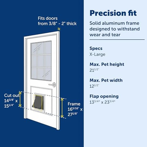 PetSafe Freedom Aluminum Pet Door, Vinyl Flap, Up to 220 lb, X-Large, White