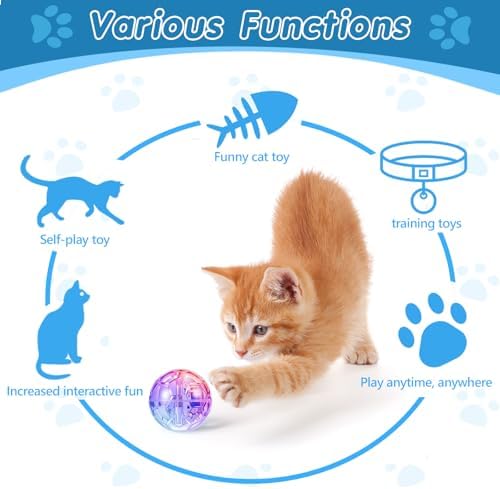 Sratte 2 Pcs Rechargeable Light up Cat Ball Ghost Hunting, Clear