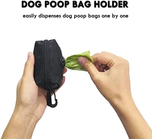 Dog Poop Bag Rolls Holder for Leash + 20 Doggy Waste Bags, Black