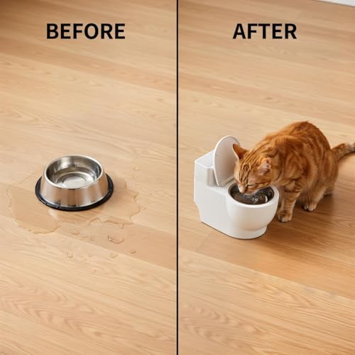 Toilet Pet Water Dispenser for Cat and Dog, Small White Funny Water and Food Bowl