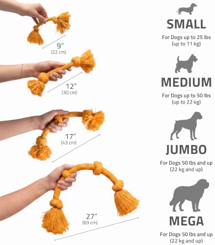 Playology Tug Rope Dog Toys for Large Dogs - Jumbo, Cheedar Cheese Scent