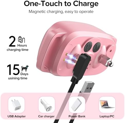 FAFAFROG Dog Bark Collar, Rechargeable Smart Collar, Anti Barking Training Collar with 5 Adjustable Sensitivity Beep Vibration, Bark Collar for Large Medium Small Dogs(Pink)