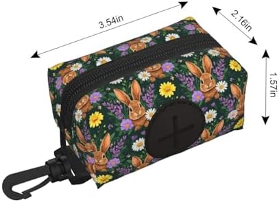 Rabbit Bunny Floral Dog Treat Pouch for Pet Walking and Training with Clip Small Zipper Dispenser for Leash and Outdoor Use