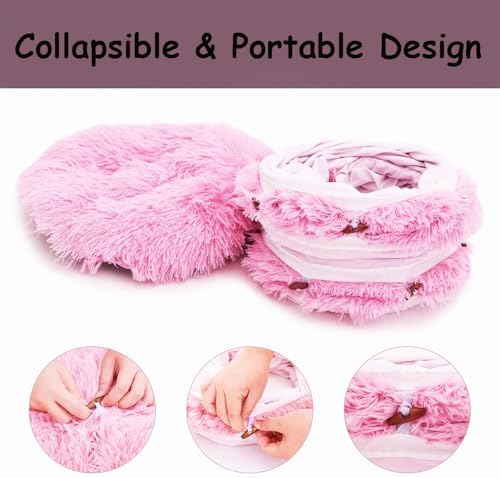 Cat Bed Tunnel Tube Toy Pink Plush