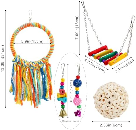 Bird Hoop Swing and Parakeet Toys,Natural Sola Balls,Shredding Hanging Toy